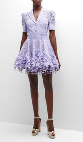 High Tide Lace Shirt And Flip Mini Skirt In Purple